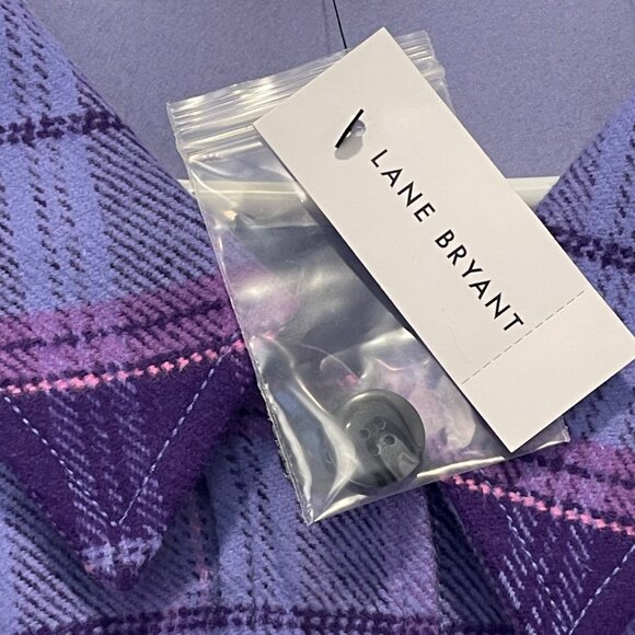 NWT Lane Bryant Purple & Lavender Plaid Button-Up Shirt Size 34/36 flannel NEW - Picture 5 of 7